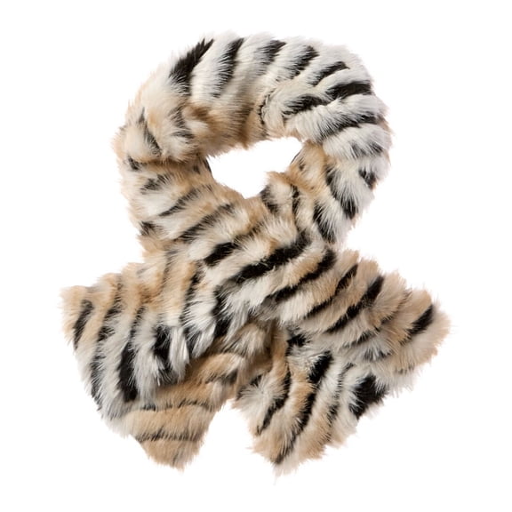 La Fiorentina Plush Striped Pull-Through Scarf, Beige