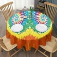 thumbnail image 3 of Colorful Tie Dye Pattern Round Tablecloth 60"x60",Wrinkle Wipeable Table Cloth for Kitchen Dining Room Picnic Patio Party, 3 of 6