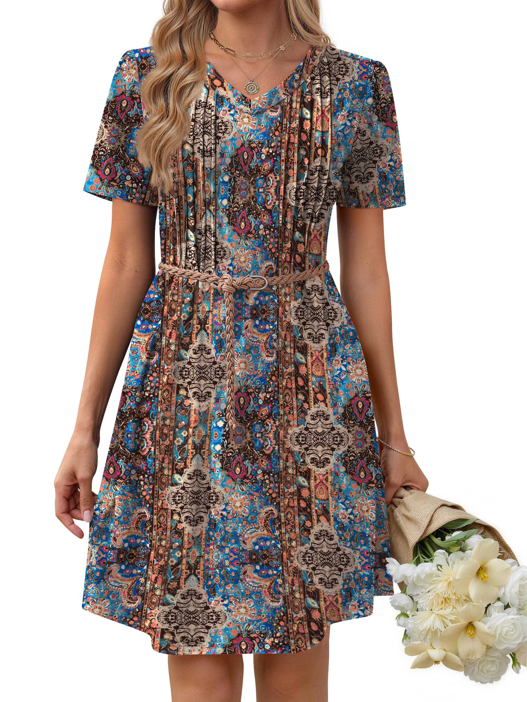 Fantaslook Women's A-Line Short Sleeve Tunic Dress photo 4