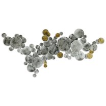 Empire Art Direct Flying Discs Hand Painted Etched Metal Art Wall Decor, 24" x 49", Ready to Hang