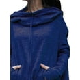thumbnail image 3 of FASHIONWT Women Long Sleeve Pile Collar High-Low Hoodies Top Irregular Solid Color Long Sweatshirt, 3 of 4