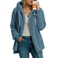 thumbnail image 2 of Sherpa Fleece Jacket For Women Full Zip Oversized Long Sleeve Hooded Fuzzy Cardigan Coat Fashion Winter Outwear, 2 of 5