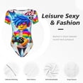 thumbnail image 4 of Rocae Roblox pour une Pièce Col Rond Manches Courtes Justaucorps pour Femmes Décontracté Basique Justaucorps Combinaison Quotidienne T-Shirts-Moyen, 4 of 7