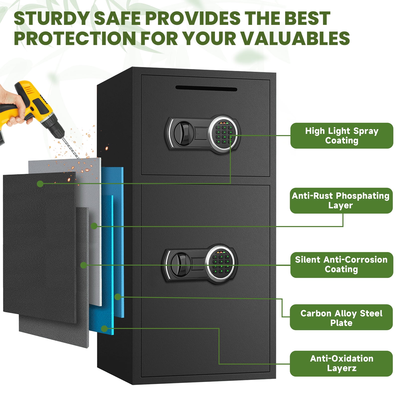 6.0 Cub Fireproof Home Safe Box, Digital Large Capacity Safe with Removable Shelves and Dual Alarm System, Fire Resistant for Home, Office, Bank