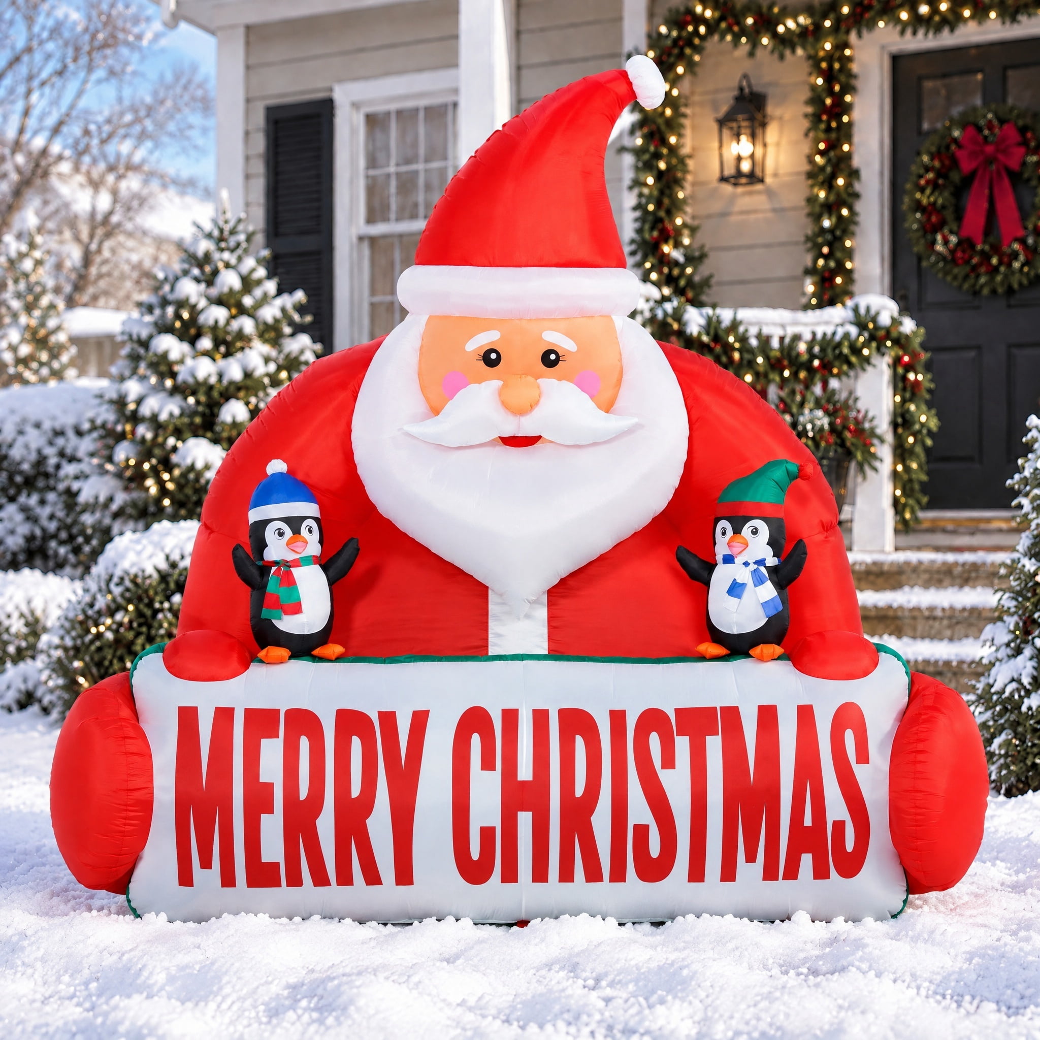Multicolor Giant Santa Sign Christmas Airblown Yard Inflatable, 10', by Holiday Time