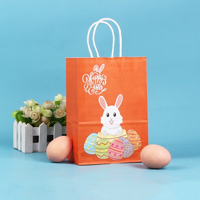 Decoraciones de Pascua delicadas, cesta de Pascua, lindo conejito de Pascua, embalaje de regalo para fiestas navideñas, bolsa de regalo portátil, bolsa de papel kraft de color, decoración de Pascua,