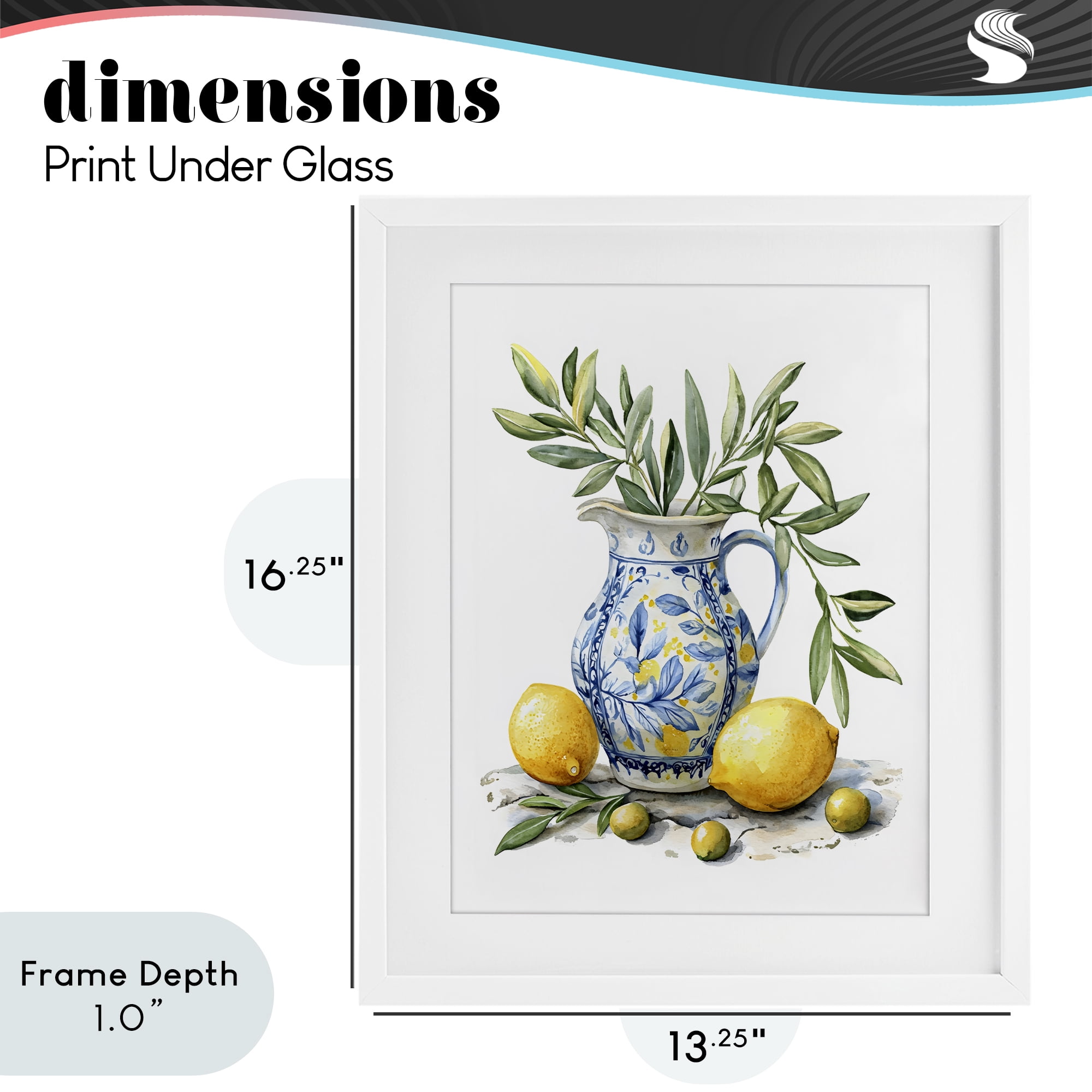 Stupell Industries Lemon & Olive Branch Still Life White Framed Print Under Glass, design by LSR Design Studio