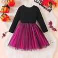 thumbnail image 5 of shoper Girls Halloween Tutu Dress Long Sleeve Ruffled Bat Print Mesh Skirt with Bow Toddler Party Outfit for 1-8 Years Comfortable Casual Wear, 5 of 7