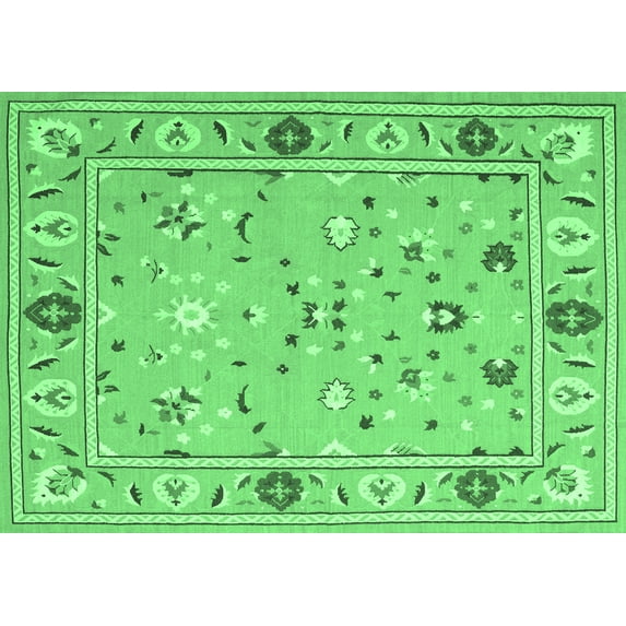 Ahgly Company Indoor Rectangle Abstract Emerald Green Contemporary Area Rugs, 2' x 3'