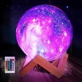 thumbnail image 3 of 16 Colors Moon Lamp Night Light Galaxy Lamp 3D Star Moon Lamp with Wooden Stand, Remote Control USB Plug-in Perfect Birthday Gift for Lovers Men And Women (5.9 Inches), 3 of 9
