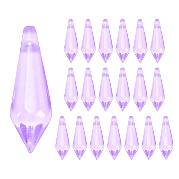 20-Pack Crystal Icicle Prisms, 34mm/1.34 Inch Hanging Crystals Chandelier Prisms for Home/Windows/Garden/DIY[Purple]