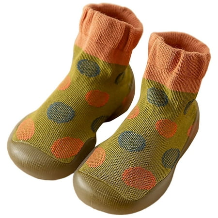 Baby Cute Winter Shoes Retro Dot Mid Length Walking Shoes Toddler Children Soft Sole High Top Socks And Shoes  Soft Sole Shoes Boots(Size:9)