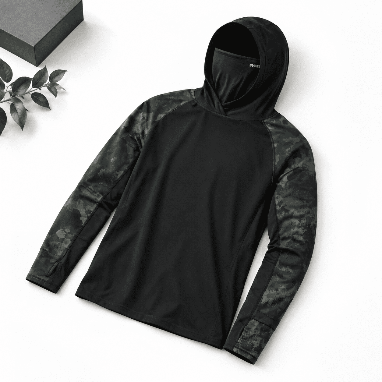 Men s Camouflage Green Small 3-in-1 UPF 50+ Sun Protection Fishing Shirt with Detachable Mask