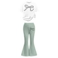 thumbnail image 3 of XIYON Toddler Girls Clothing Set Stylish Girls Casual Outfit With Bow Printed And Flared Pants For Everyday Wear 13-14 Years, 3 of 5