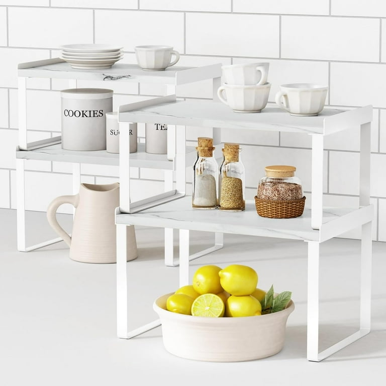 Folding Storage Shelf Organizer (2 Pack) – 11.6"x8.3"x5.9", Stackable, PET Plastic, For Kitchen Cabinet, Pantry, Countertop