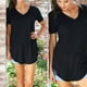 thumbnail image 3 of Camiseta de mujer, cuello en V, manga corta, larga, casual, para fiesta, tops Eccomum Negro L, 3 of 7