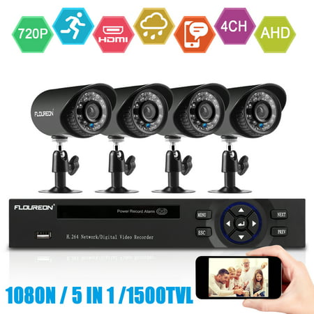 FLOUREON 4CH 1080N HDMI CCTV DVR Waterproof 1500TVL Camera Security Kit Home Surveillance System NO (Best Cctv Camera Brand In The World)