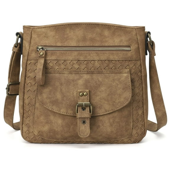 KouLi Buir Crossbody Purses for Women Straw Weaving PU Leather Shoulder Handbags Gifts for Female
