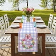 thumbnail image 4 of Happy Easter Table Runner, Rabbits Bows Spring Tulips Eggs Purple Plaid Cotton Linen Table Runners 120 Inches Long, Dresser Scarf Runner for Dining/Living Room/Kitchen/Square Tables 13''x120'', 4 of 9