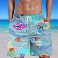 thumbnail image 2 of ZCFZJW Men's Swim Trunks Board Shorts with Pockets Big and Tall Regular Fit Casual Ocean Marine Print Drawstring Elastic Waist Summer Beach Shorts Swimsuit Swimwear for Men - No Liner Light Blue M, 2 of 5