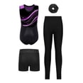thumbnail image 2 of Haitryli Gymnastics Leotards for Girls Sleeveless Ballet Tumbling Unitard Biketard with Shorts Leggings Hairband Set Purple 14, 2 of 3