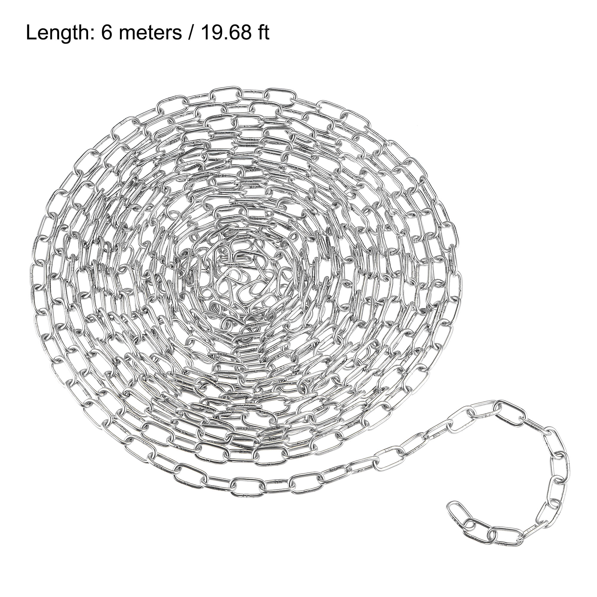 Zinc Plated 304 Stainless Steel for Clothes Hanging Guardrail uxcell Proof Coil Chain 6 Meter 1.97mm Thick 33Lbs Load Capacity 
