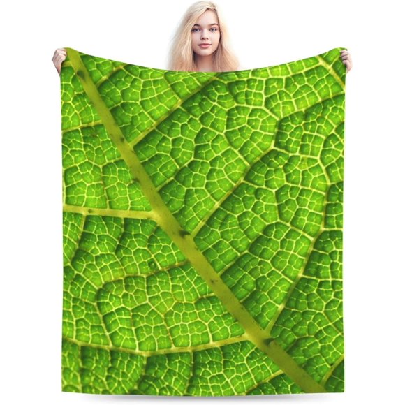 Green Leaf Blanket Flannel Plant Throw Blankets Soft Plush Giant Leaf Blanket Leaves Design for Bed Couch and Sofa Leaf Blanket Leaf Design Accent for Plant Lovers (green05, 60" x 80")