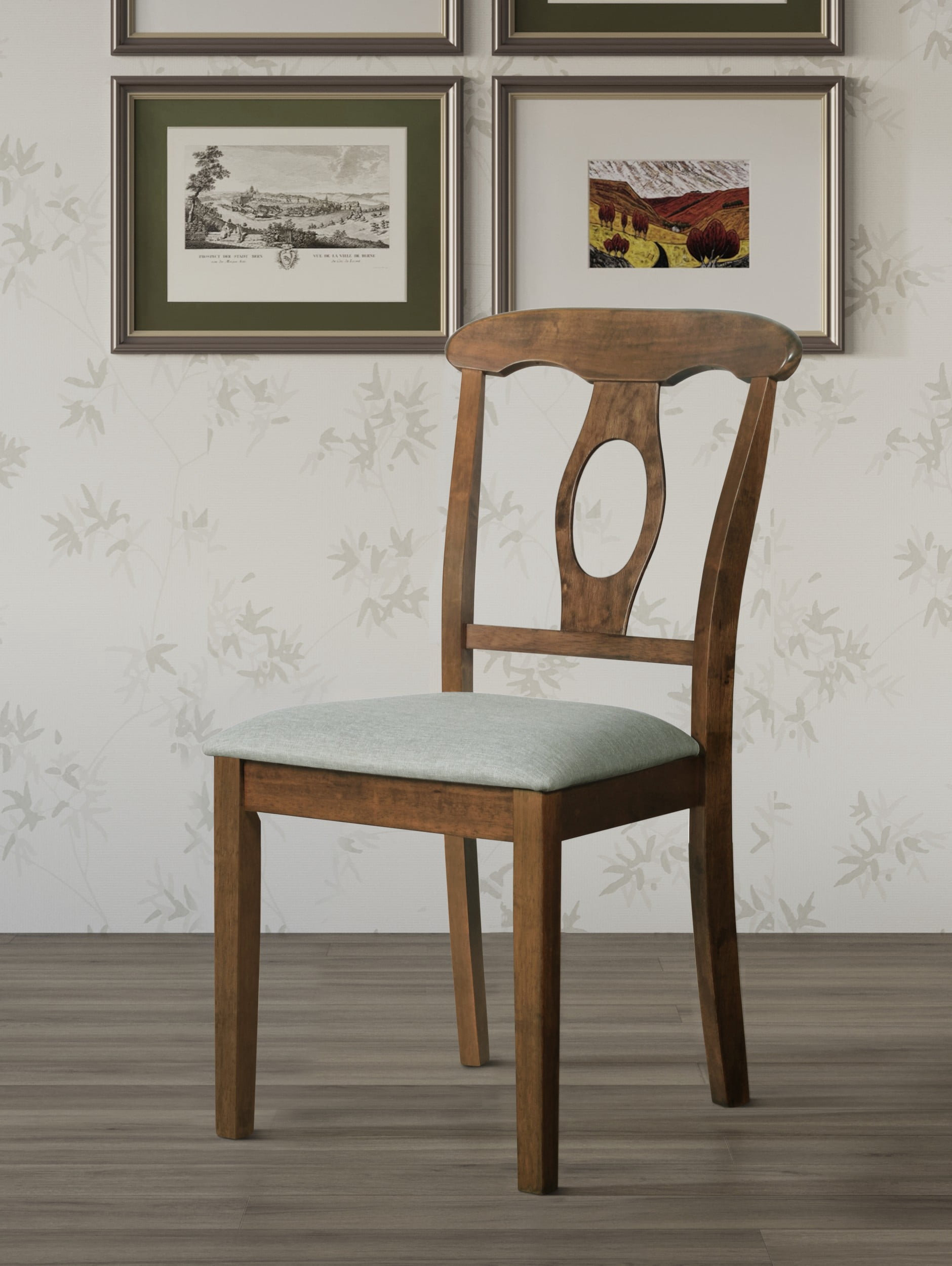 Home Design Olivia Dining Chair, Set of 4, Cushioned Seat, Mid-Century Modern Style, Gray/Brown
