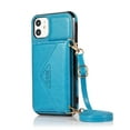 thumbnail image 4 of Phone Case for iPhone 11 Wallet Cover with Wrist Crossbody Strap Lanyard Credit Shoulder Card Holder Slot Stand Leather Back Magnetic Flip Cell Accessories For iPhone 11, Blue, 4 of 10