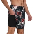 thumbnail image 2 of Balery Watercolor Floral Bañador para hombre, shorts de playa de secado rápido con entrepierna y forro de compresión-3X-Large, 2 of 6