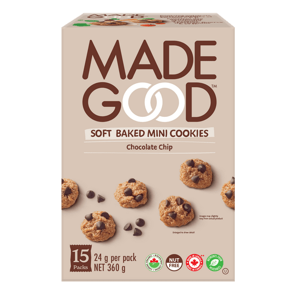 MadeGood Chocolate Chip Soft Baked Mini Cookies Family Pack 15pk, 15 x 24 g