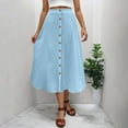 thumbnail image 7 of cocolona Womens Summer Elastic Waist Button Midi Skirts Fashion Casual Flowy Long Skirts Beach Vacation A Line Skirts for Women Light Blue M, 7 of 7
