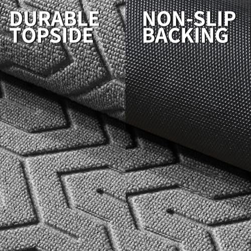Heavy Duty Waterproof Non-Slip Rubber Doormat for Outdoor Entrance, Garage, Patio or Indoor Use, 29.5x17 Inches, Grey