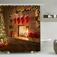 thumbnail image 2 of Christmas Shower Curtain, Christmas Socks Xmas Tree Gift Box Fireplace Bathroom Curtain Bathroom Decoration Bathroom Decor Curtain with 12 Hooks 72x72 Inches, 2 of 5