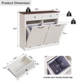 thumbnail image 2 of ZHOUB Modern Double Tilt-Out Trash Cabinet, 20 Gallon Fluted Laundry Hamper Cabinet with 2 Drawers, Wooden Hidden Garbage Can Cabinet with Storage Basket,Free Standing for Kitchen ,White, 2 of 14