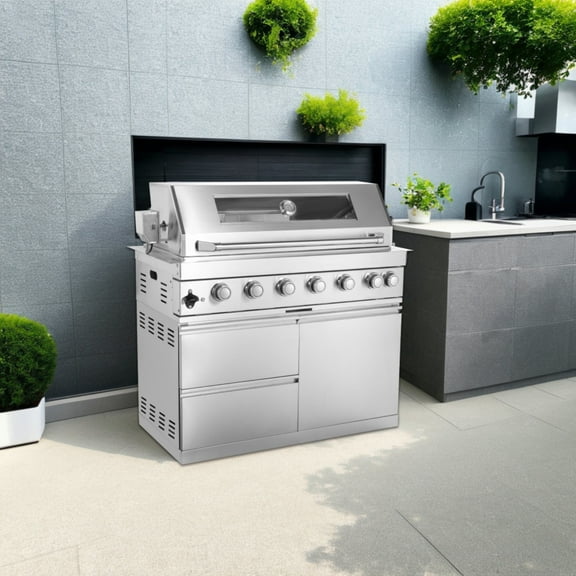 85000BUT Silver Gas Grill Six Burners Grill-B Stainless steel Outdoor Kitchen Islands(LTL carry)