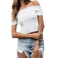 thumbnail image 2 of Women's Summer Fashion Chiffon Long Sleeve Blouse Elegant Cold Shoulder Casual Top Sexy Solid Shirt, 2 of 2
