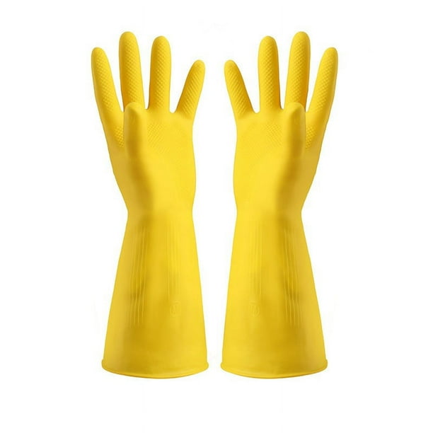2 pares de guantes de limpieza amarillos, guantes de látex de caucho Natural, guantes de limpieza de goma para el hogar, guantes reutilizables para lavar platos