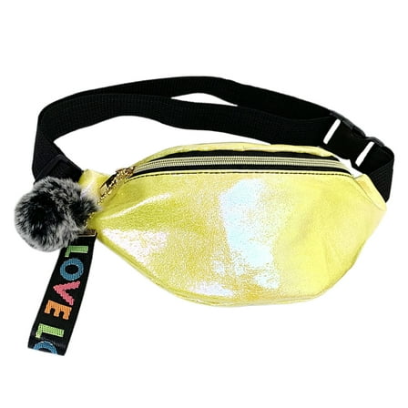 Toddmomy 1Set Holographic Waist Bag Fanny Pack Yellow Pu Material Adjustable Waistband For Teens