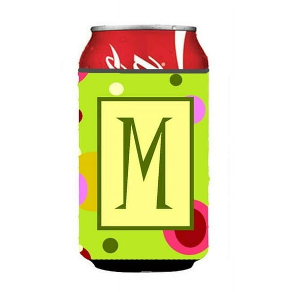 Letter M Initial Monogram - Green Can or Bottle  Hugger