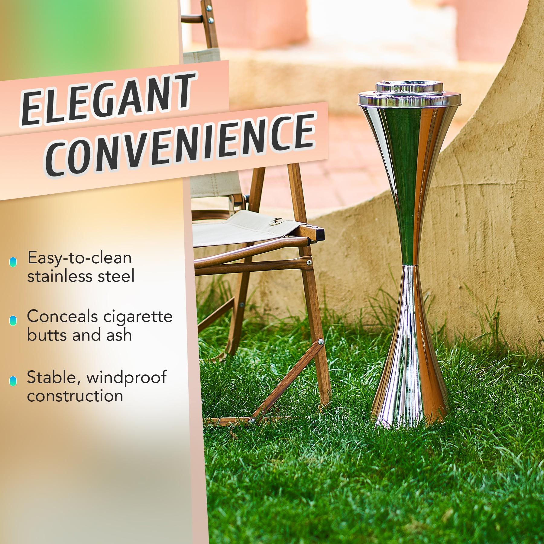 COZ Standing Ashtray, 22 Inch Tall Indoor and Outdoor Ashtray with Lid