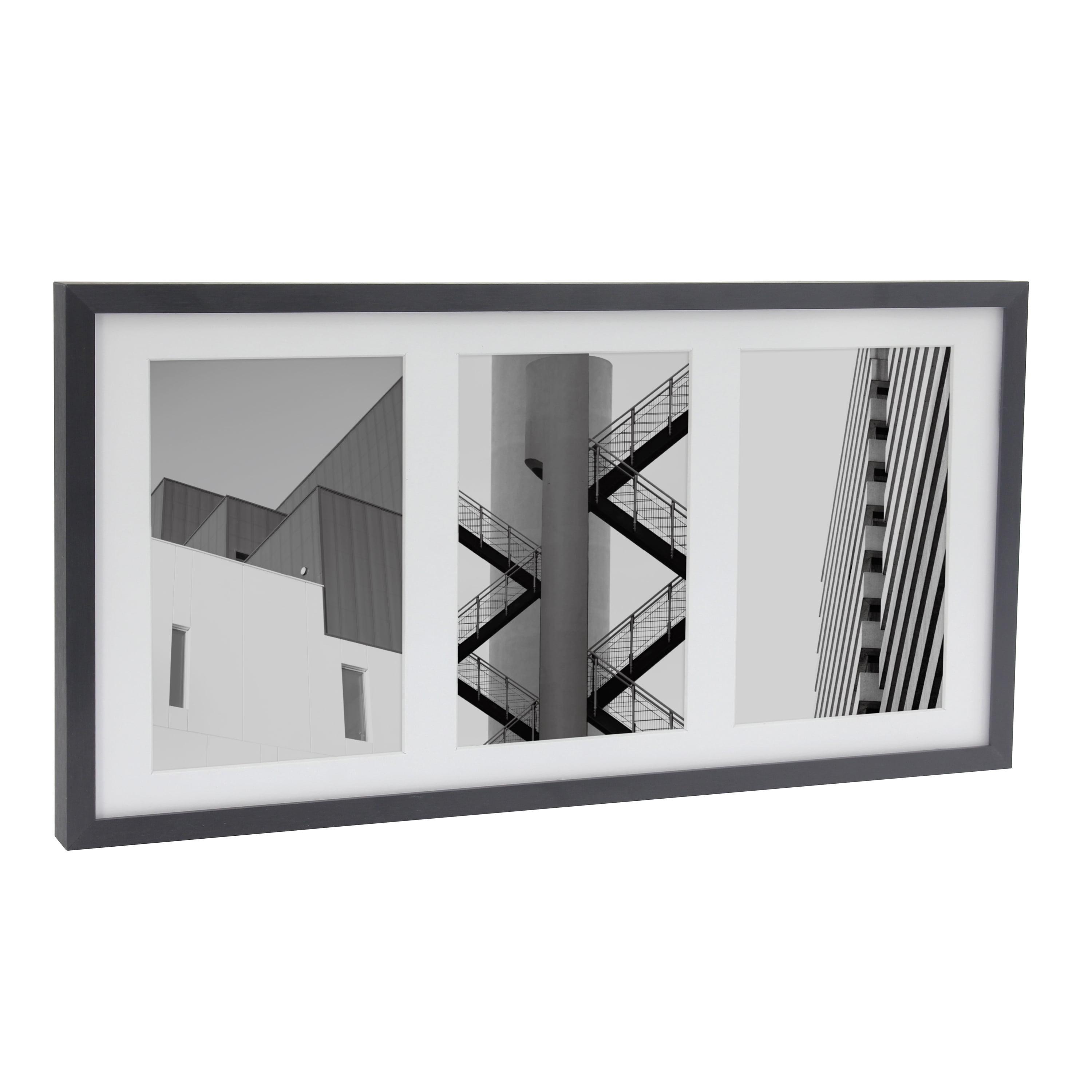 Better Homes & Gardens 7x14 Matted to 4x6 3-Openings Metal Gallery Wall Picture Frame, Black