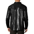 thumbnail image 3 of INSPIRE CHIC Metallic Shirt for Men's Button Down Party Glitter Costume Shiny Leopard Printed Shirts, 3 of 5