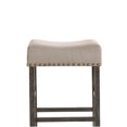 thumbnail image 2 of Set of 2 Counter Height Bar Stools with Tan Linen Upholstery and Weathered Gray Finish, 2 of 5