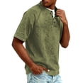 thumbnail image 4 of Mens Distressed Henley Shirts Retro Short Sleeve Cotton Tee Shirts Casual Button Down Washed T-Shirts Army Green XL, 4 of 7