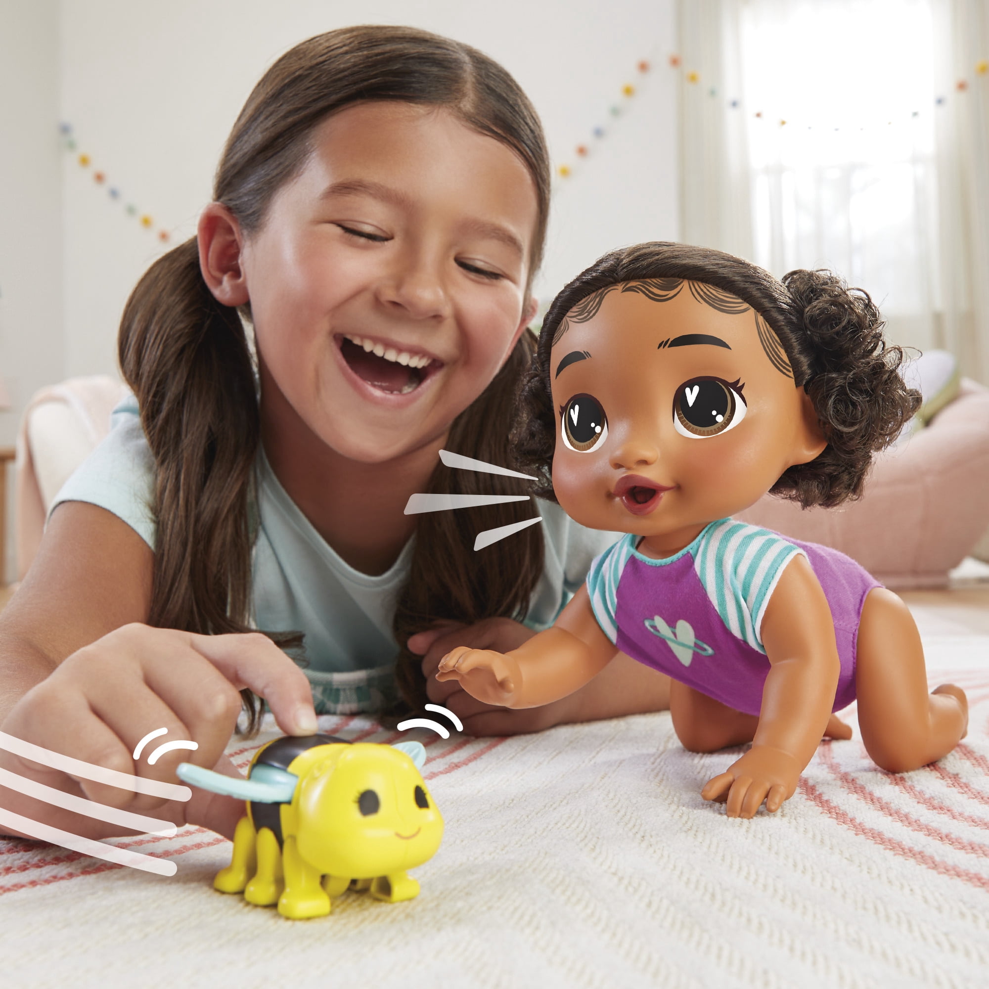 Baby Alive Crawl 'n Play Tilly Tinker Doll, Black Hair, Electronic Kids Toys for Girls & Boys 3+