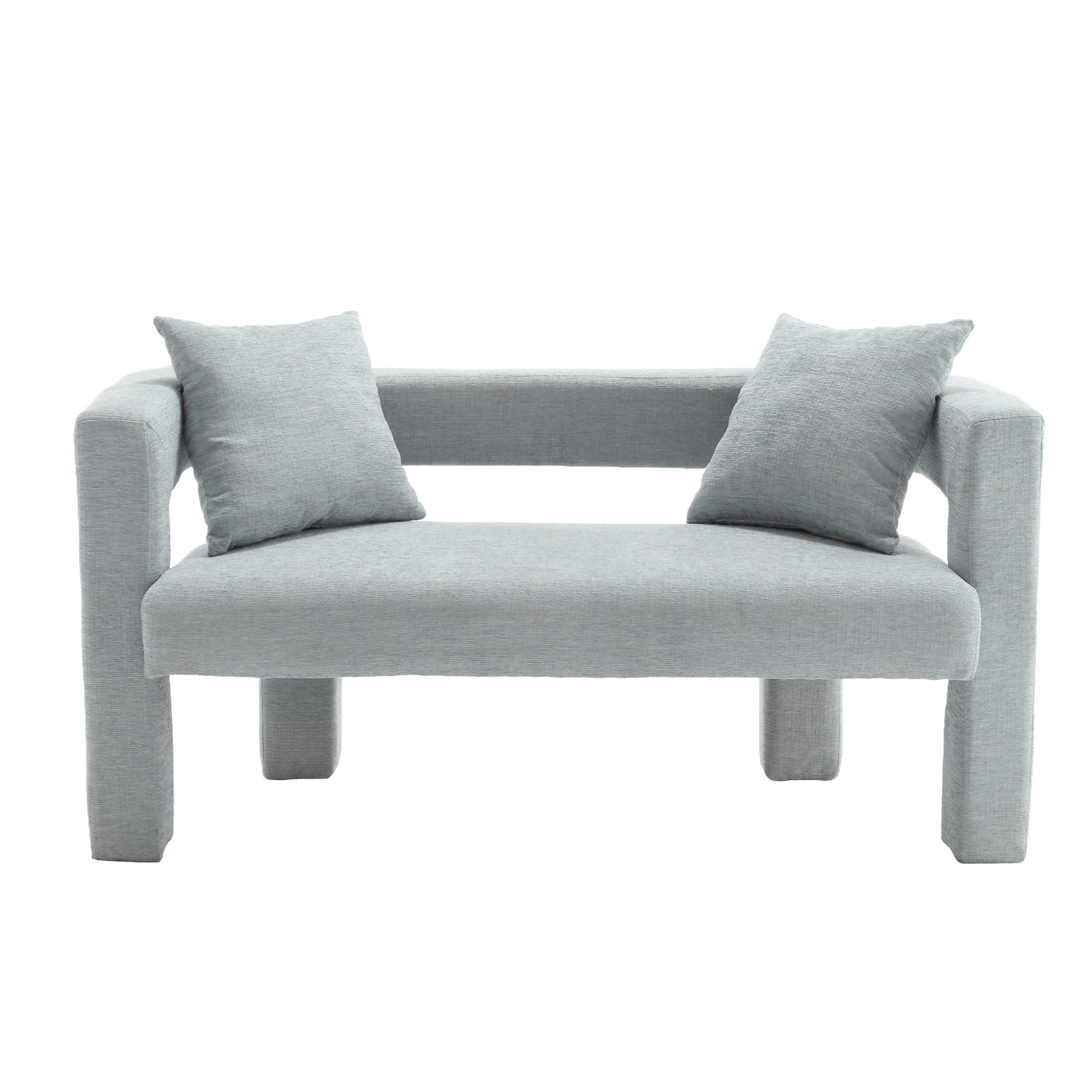 MOONMISS Chenille Upholstered Modern Comfy 2-Seater Loveseat Chair with 2 Pillows-Mint Green