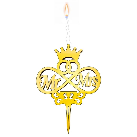 "MR  MRS" Food-Safe Gold Cake Topper Candle – Elegant and Reusable Decoration for Birthdays, Astrology-Themed Parties, and Celebrations