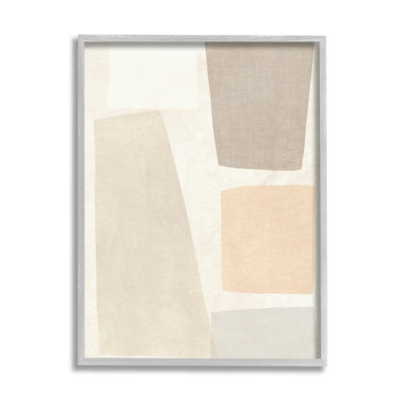 Stupell Industries Geometric Abstract Collage Blocked Neutral Brown Shapes Framed Wall Art, 16 x 20, Design by June Erica Vess
