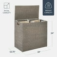 thumbnail image 3 of Best Choice Products Large Natural Water Hyacinth Double Laundry Hamper Basket w/ 2 Liner Bags, Handles - Gray, 3 of 9